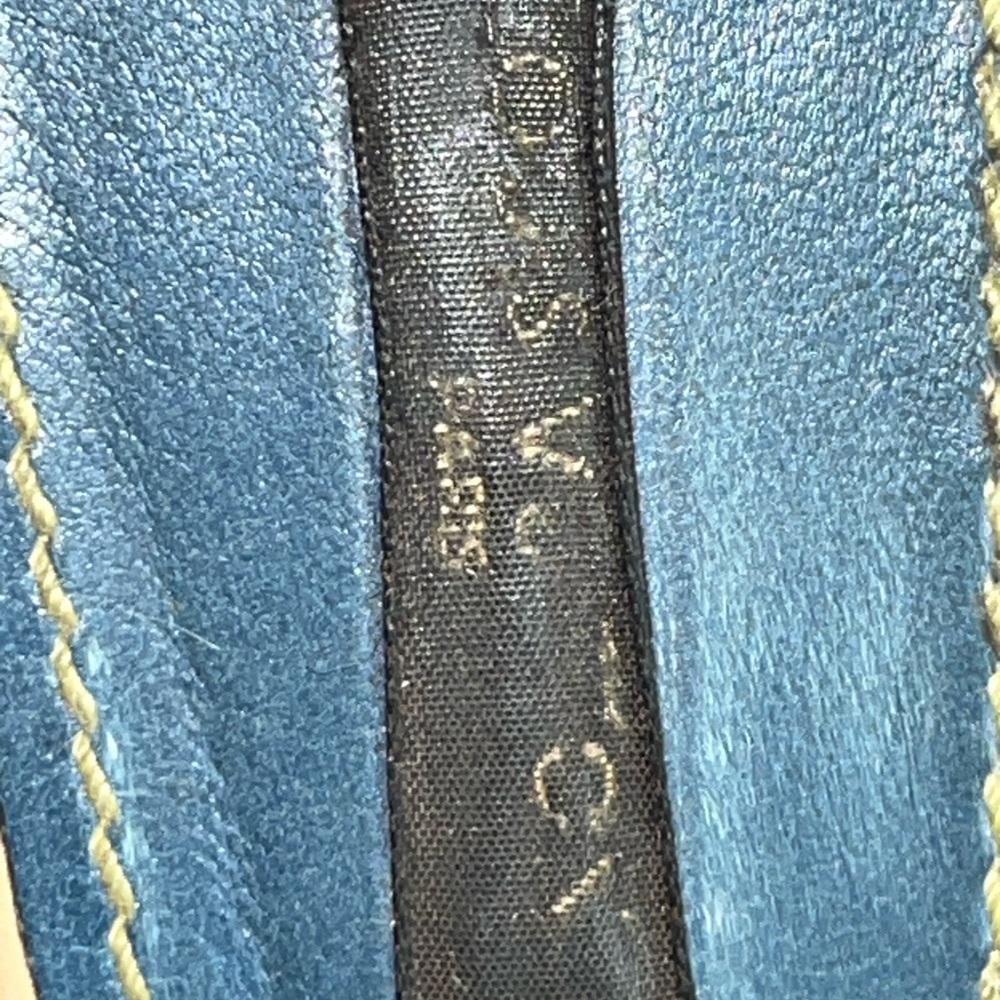 Louis Vuitton- Denim Espadrille Wedge Sandals with Ankle Strap - Picture 3 of 4